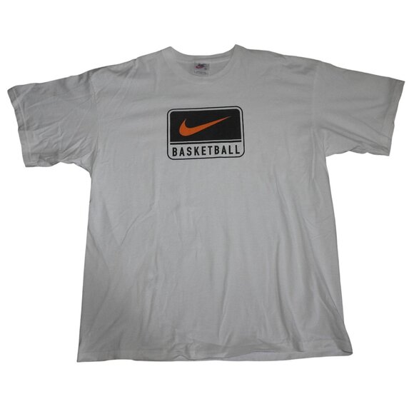Vintage 90s Nike Basketball White Tage T-Shirt Men's XL Made in USA - Picture 1 of 5
